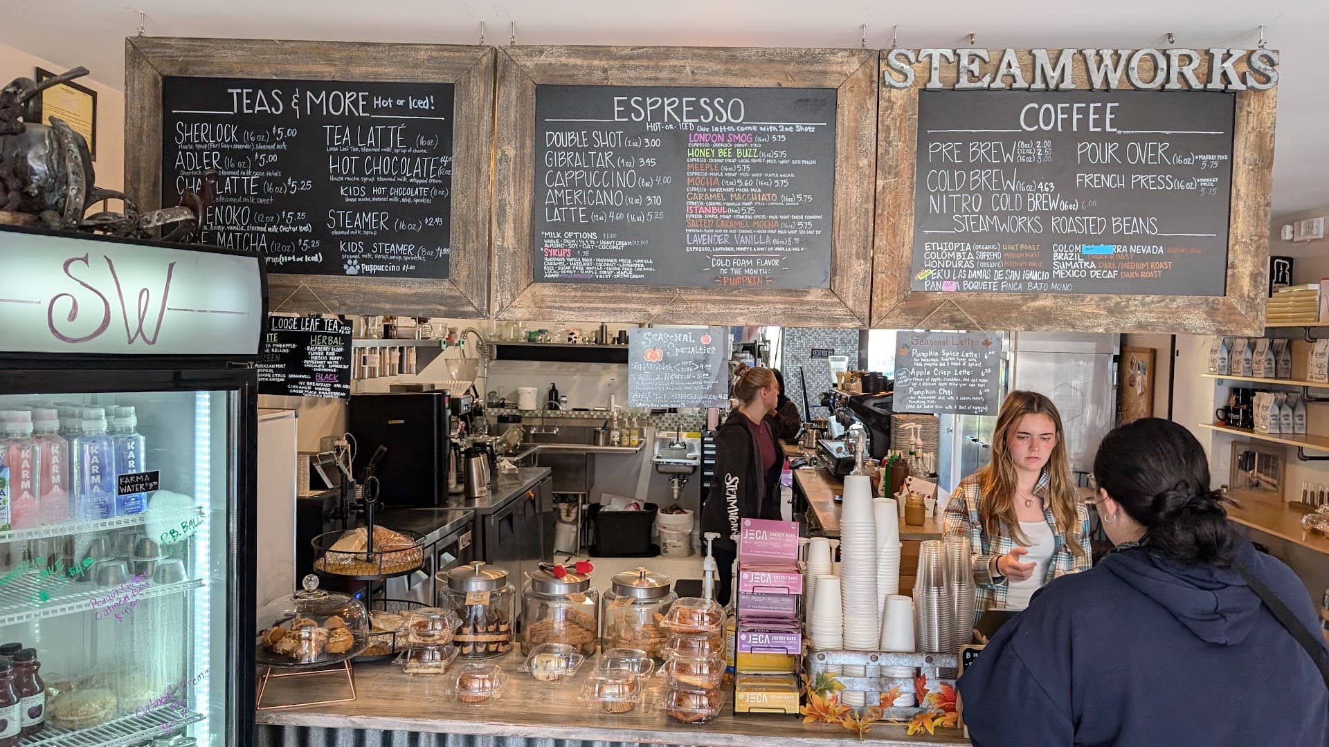 Interior of Steamworks Coffee, specialty coffee shop in Buffalo