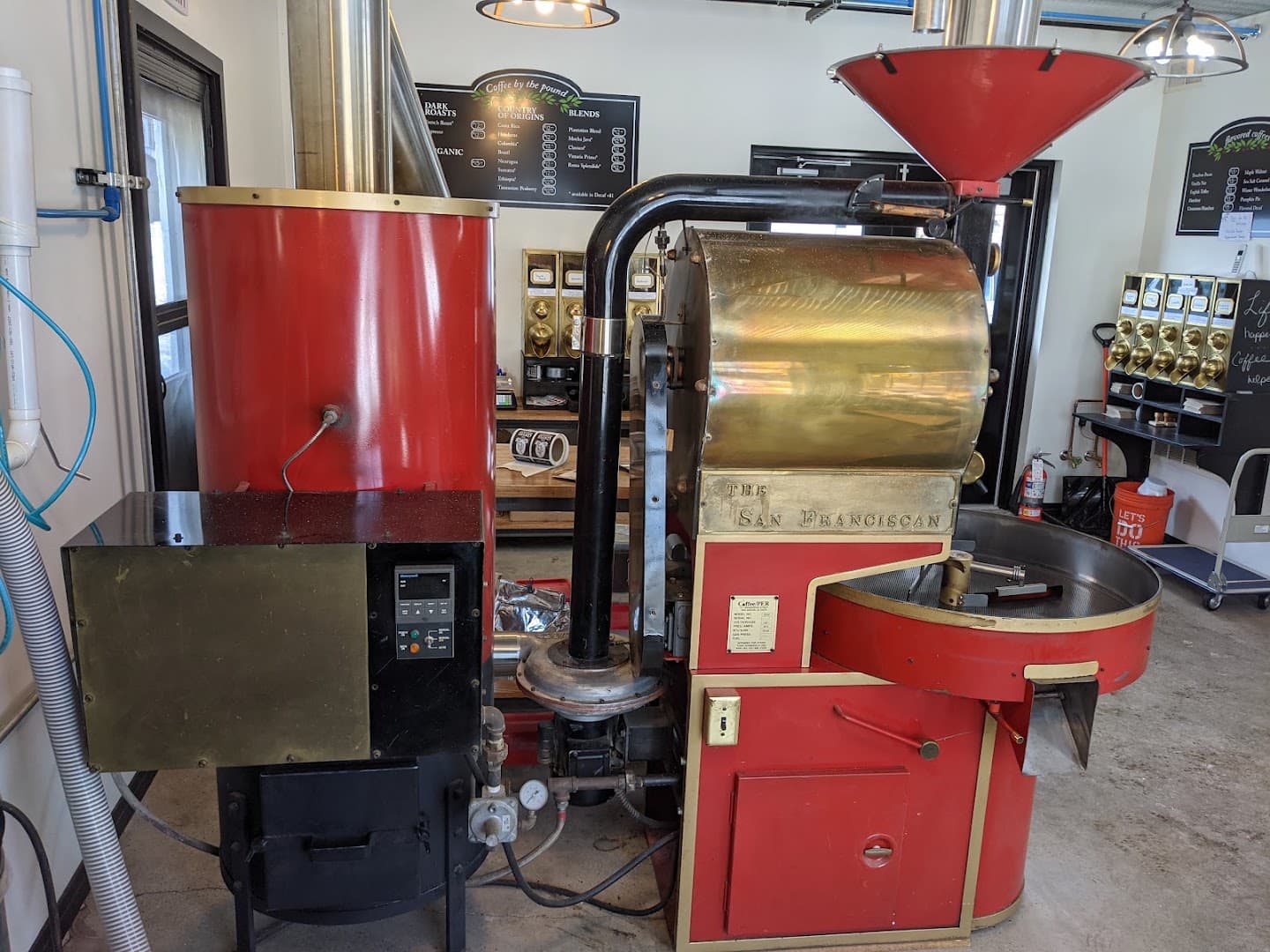 Interior of Buffalo Coffee Roastery, specialty coffee shop in Buffalo