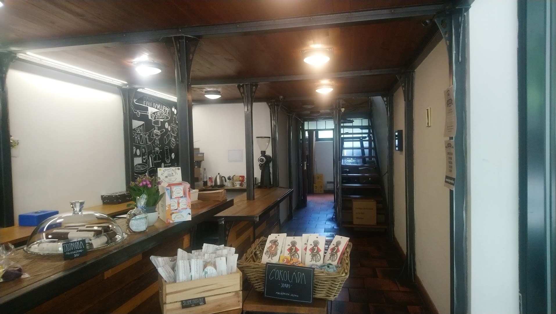 Interior of Café Alegre, specialty coffee shop in Prague