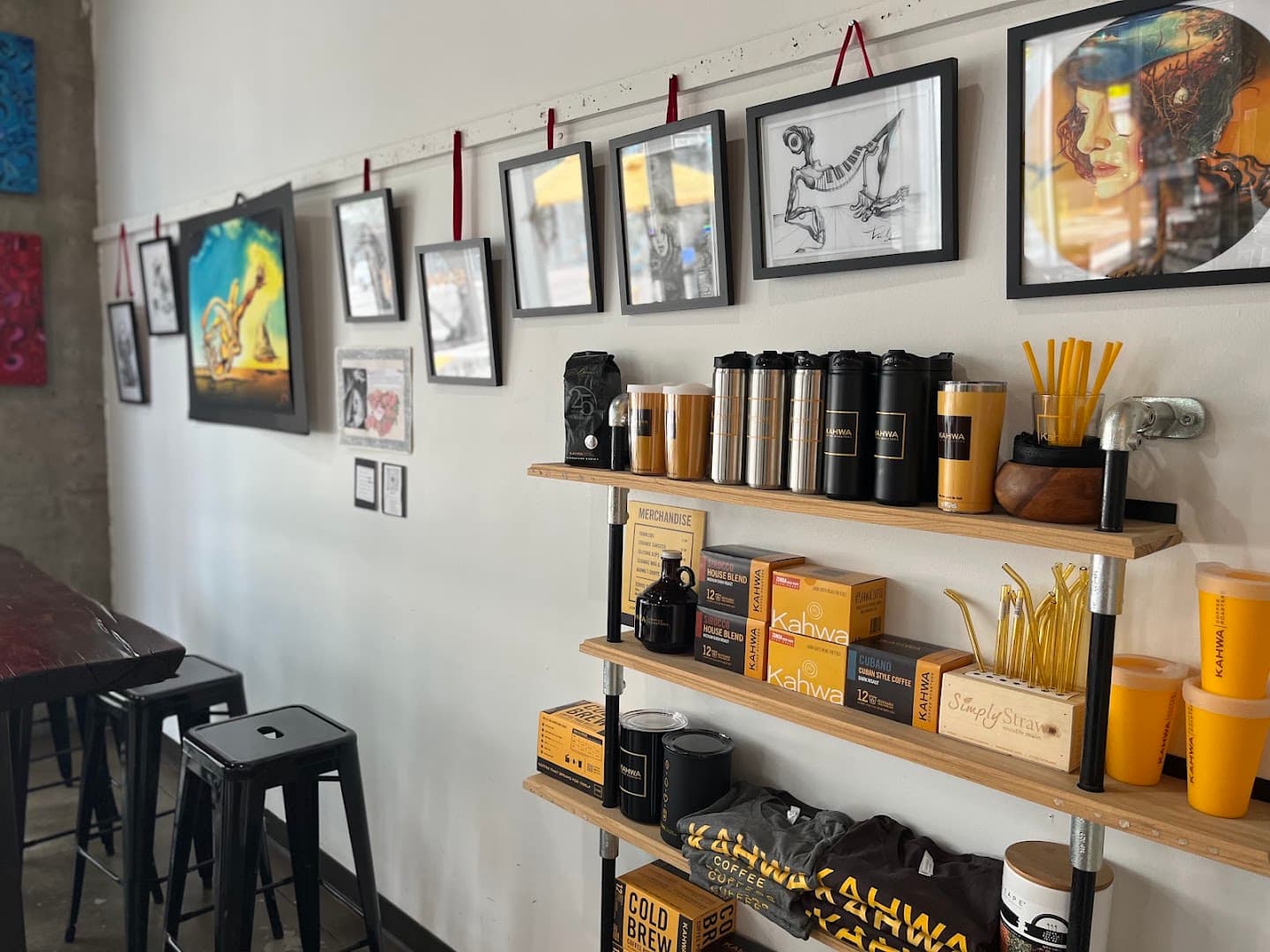 Interior of Kahwa Coffee, specialty coffee shop in Tampa-St. Petersburg