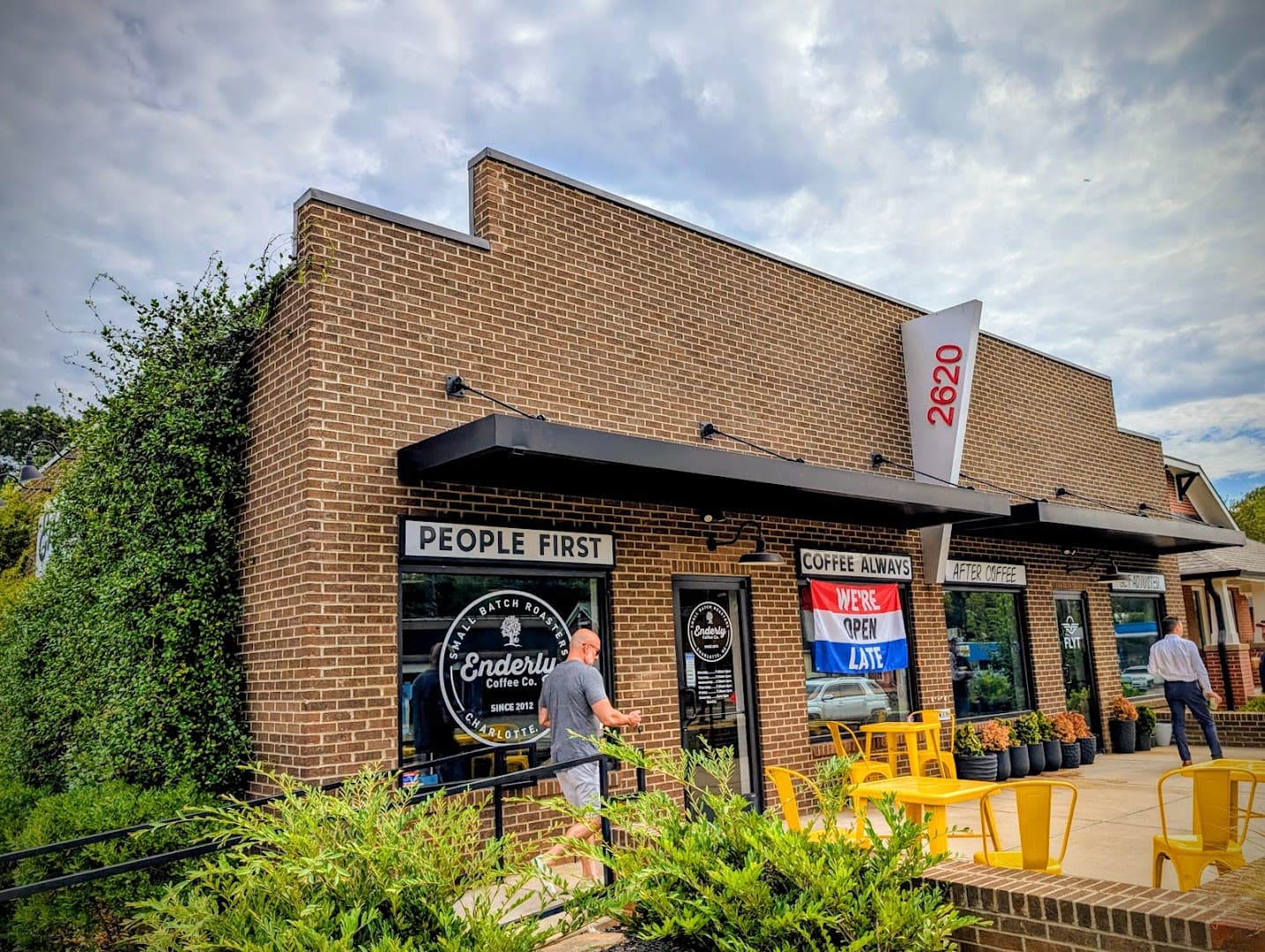 Storefront of Enderly Coffee Co. Cafe & Coffee Roaster, specialty coffee shop in Charlotte