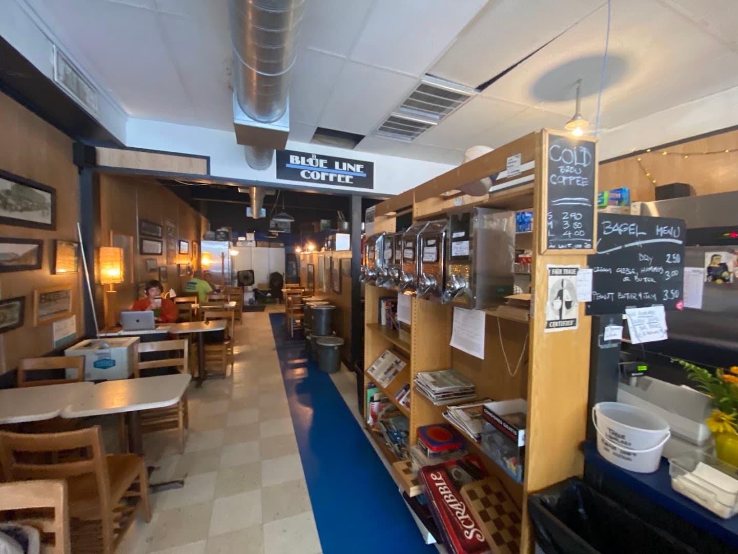Interior of Blue Line Coffee, specialty coffee shop in Omaha