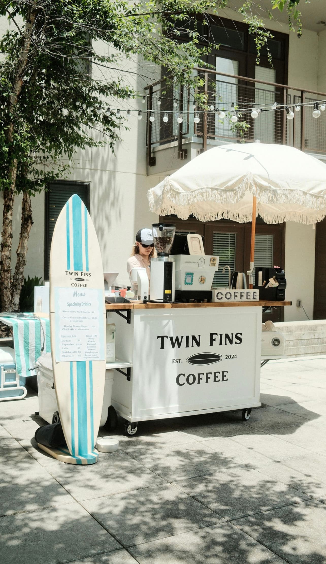 Storefront of Twin Fins Coffee, specialty coffee shop in Atlanta