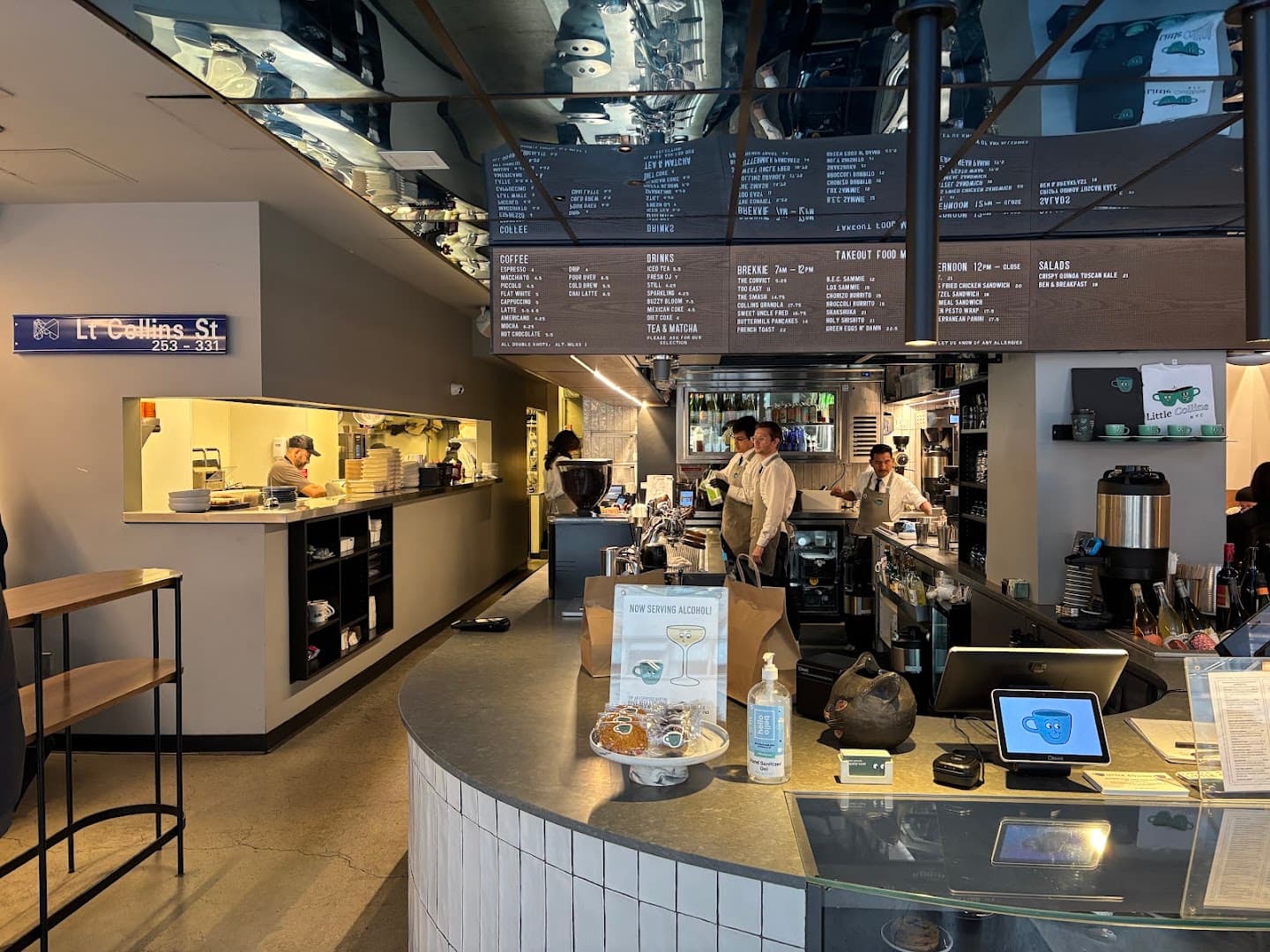 Interior of Little Collins, specialty coffee shop in New York
