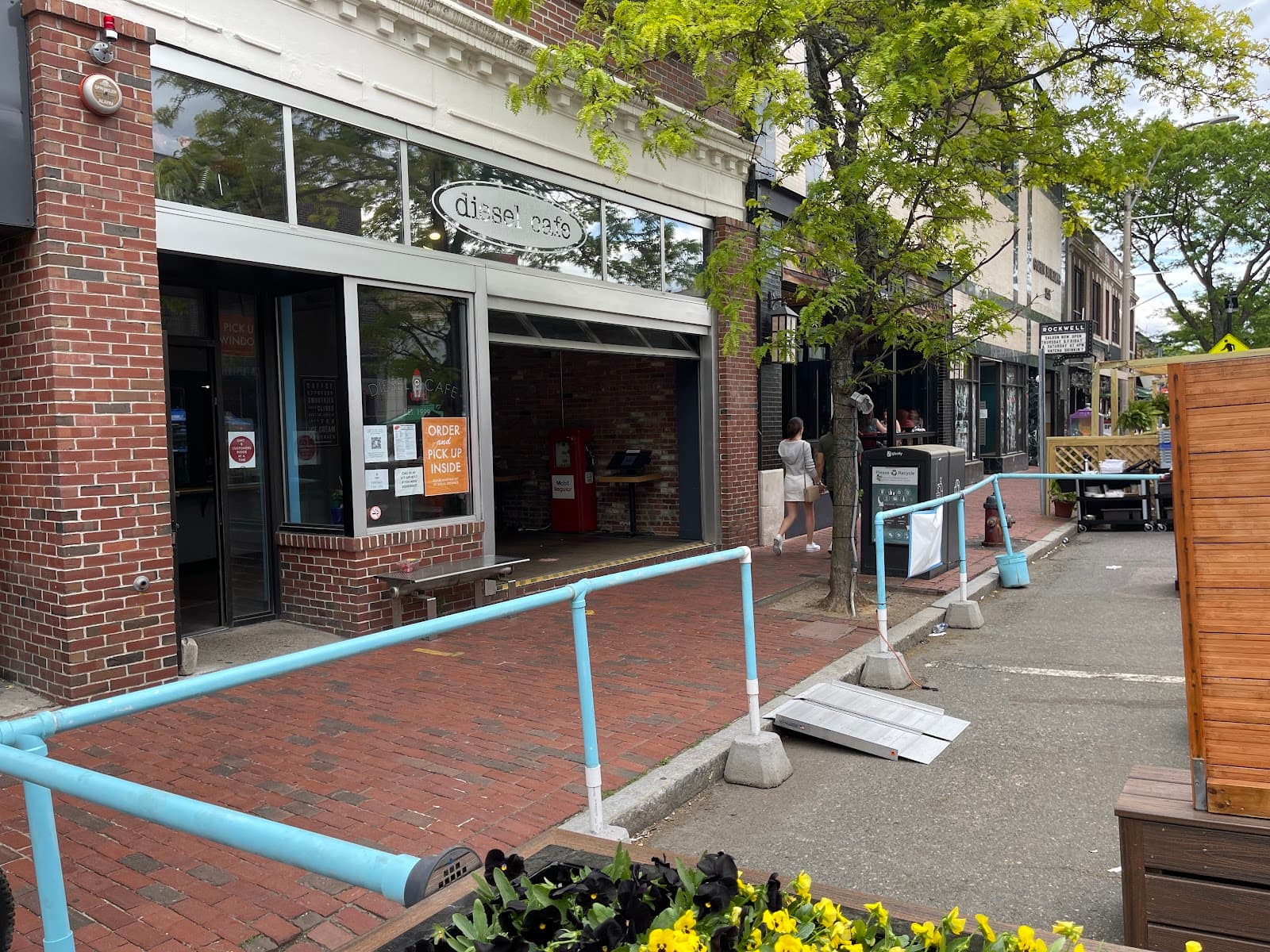 Storefront of Diesel Cafe, specialty coffee shop in Boston