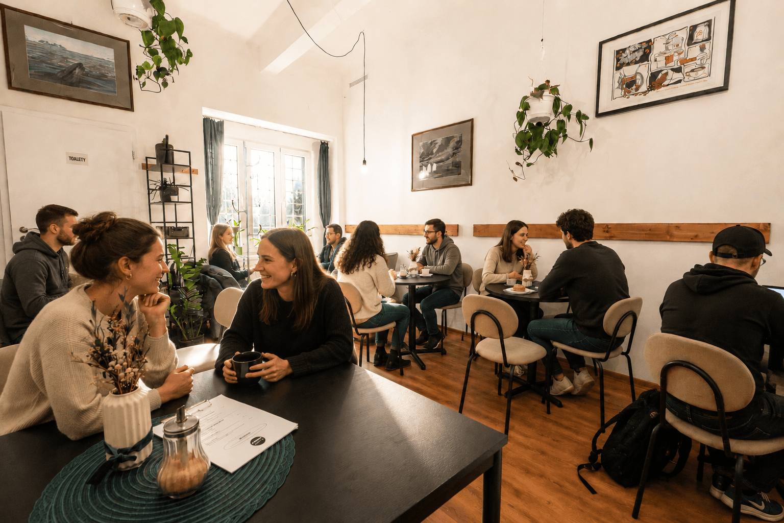 Interior of Penguin Coffee Strašnice, specialty coffee shop in Prague
