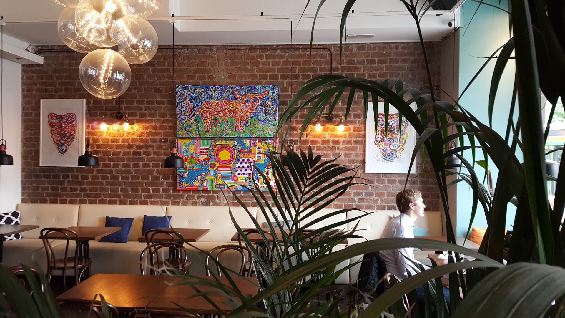 Interior of Roasberg, specialty coffee shop in Helsinki