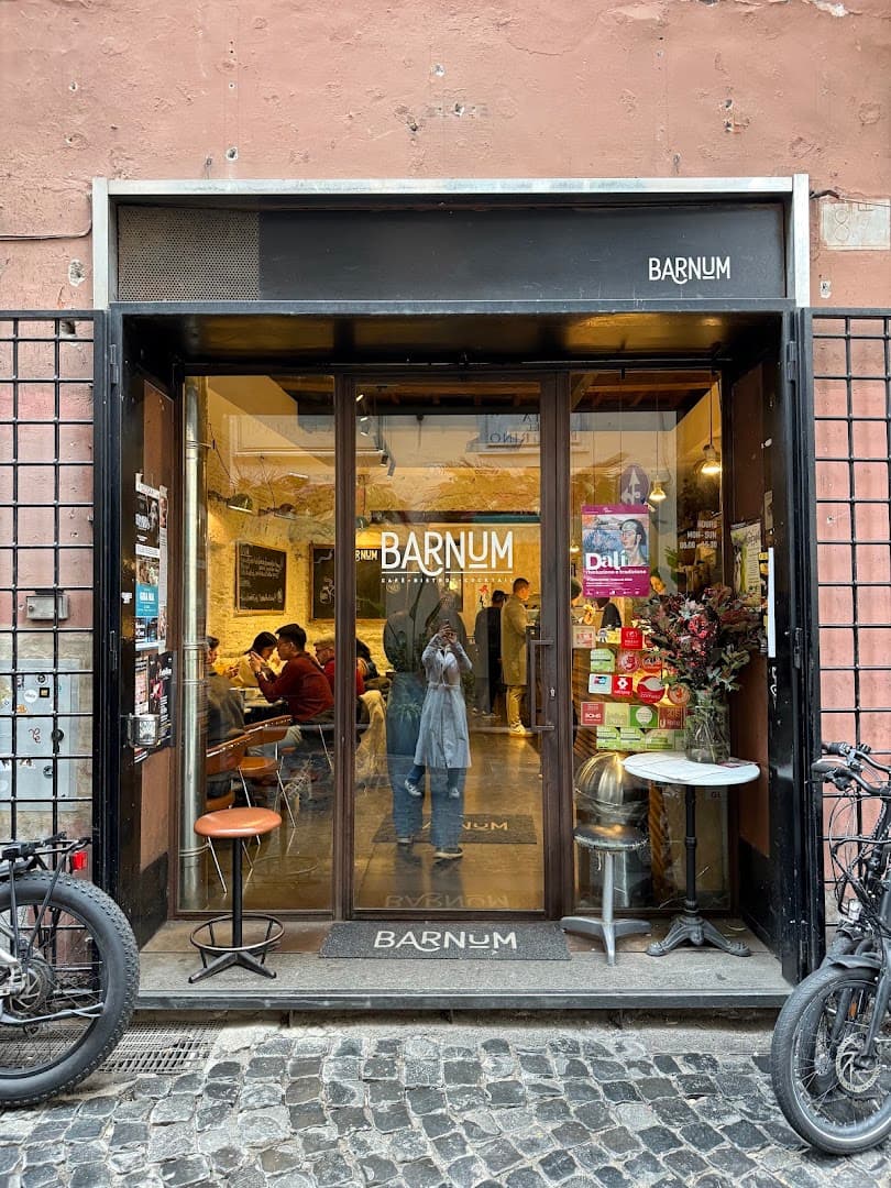 Storefront of Barnum Roma, specialty coffee shop in Rome