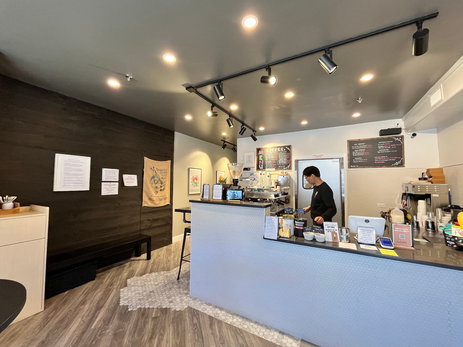 Interior of Jejes Coffee, specialty coffee shop in Boston