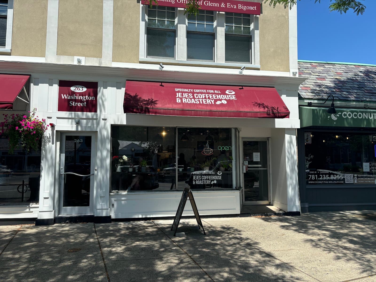 Storefront of Jejes Coffee, specialty coffee shop in Boston