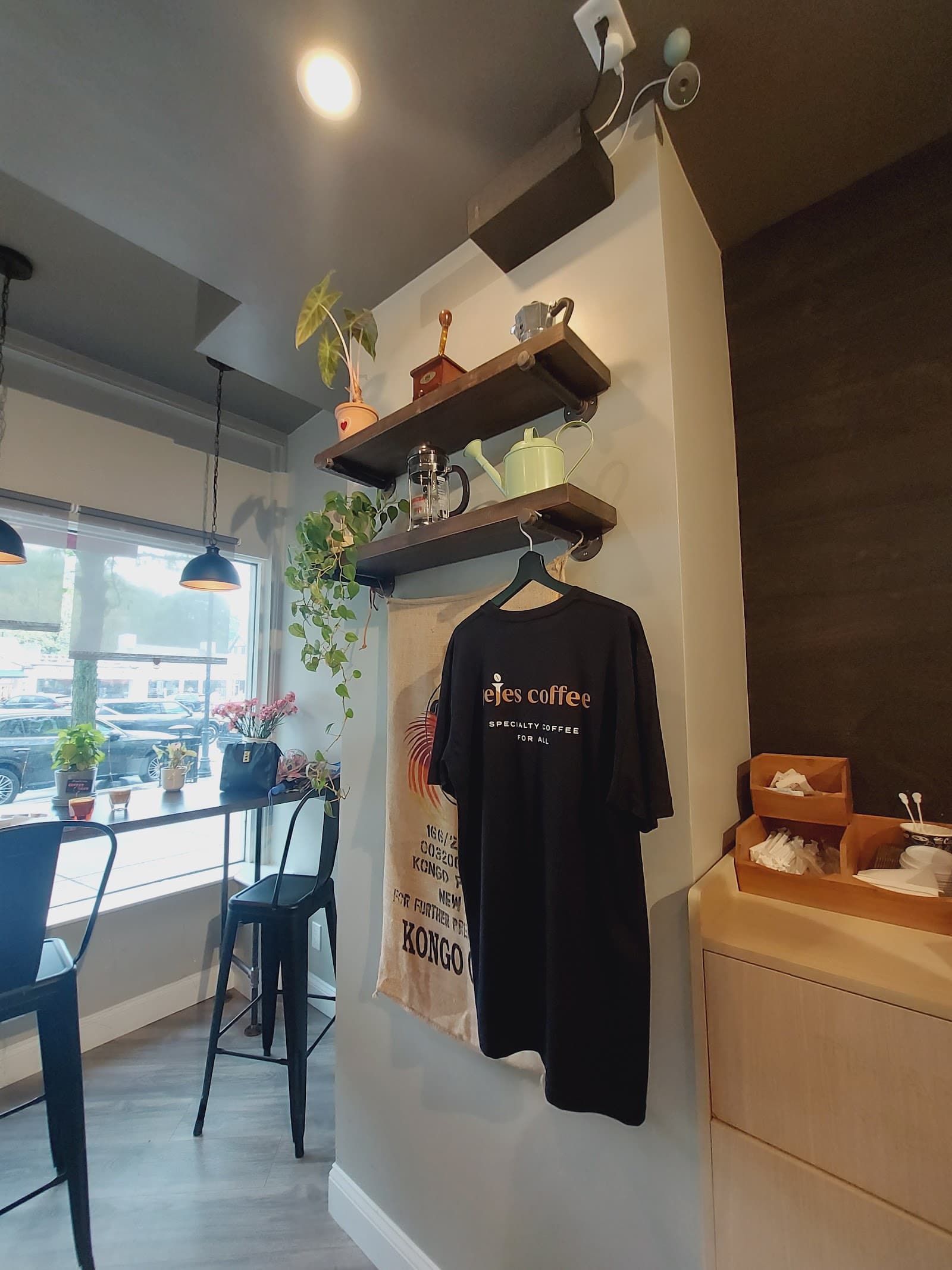 Interior of Jejes Coffee, specialty coffee shop in Boston