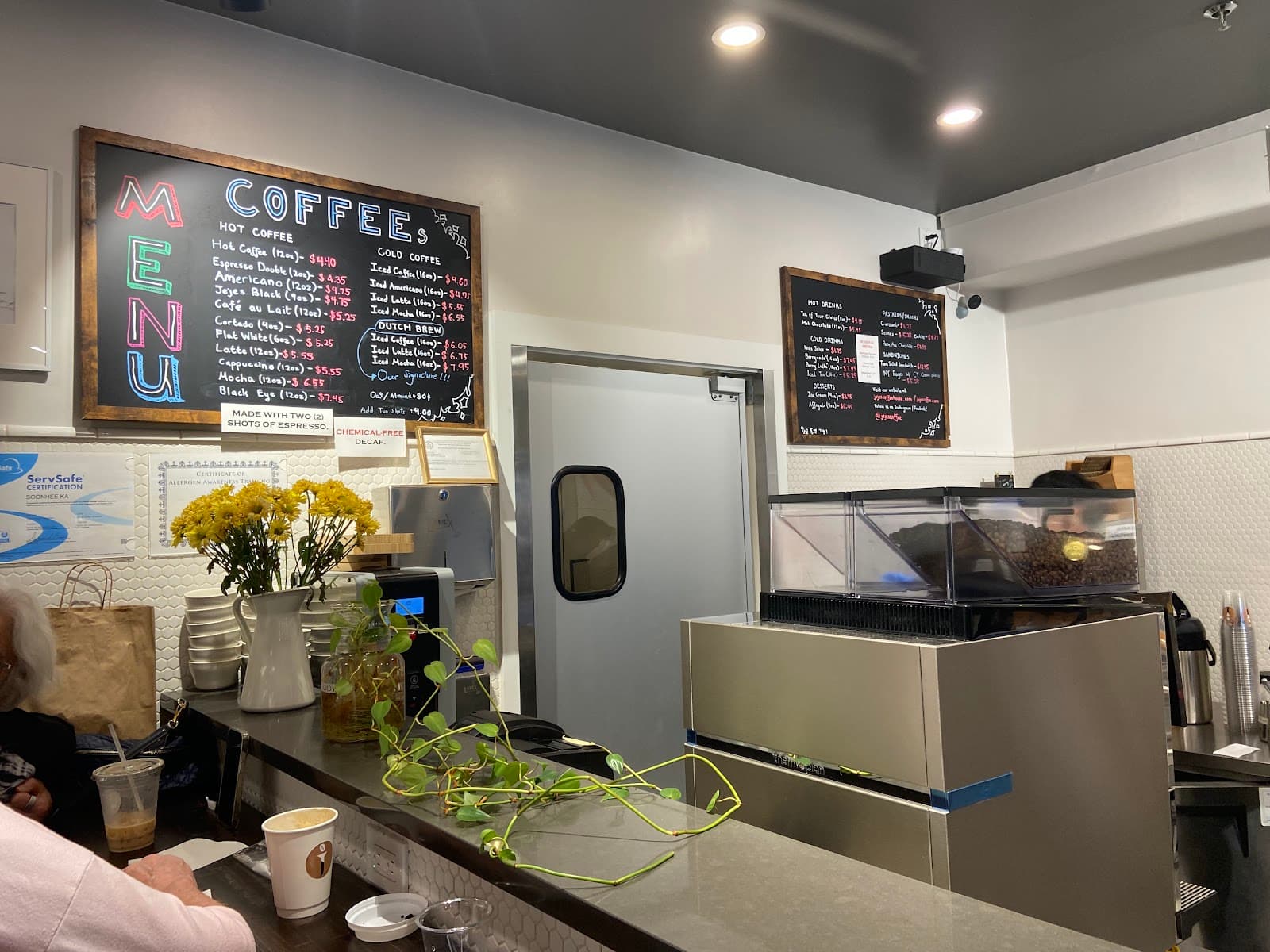Interior of Jejes Coffee, specialty coffee shop in Boston