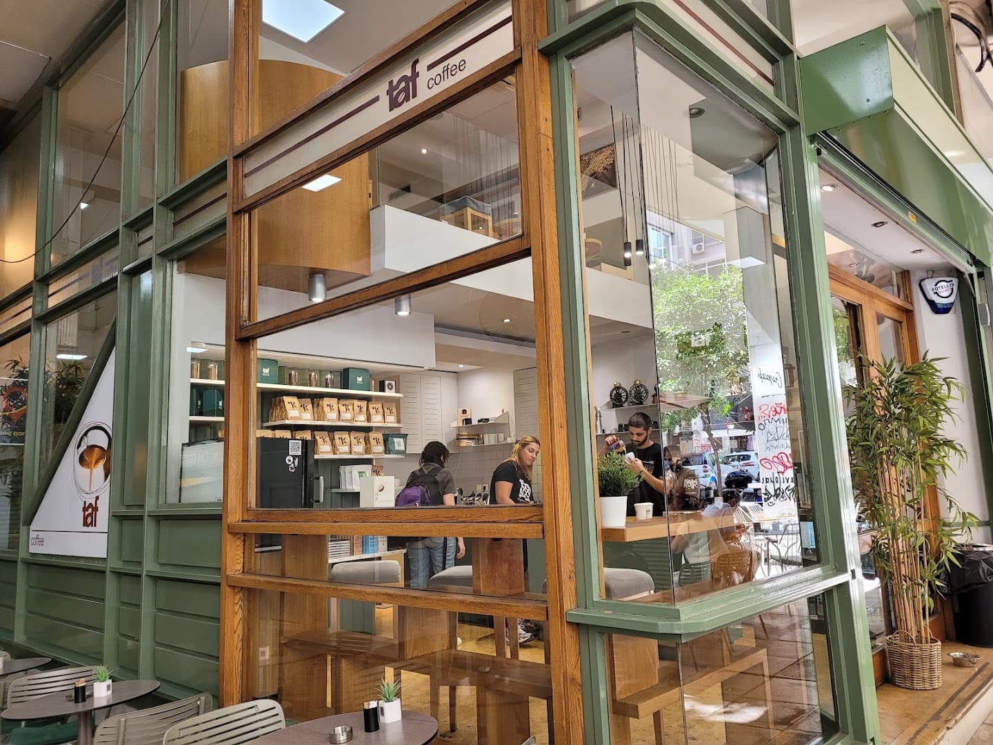 Interior of Taf Coffee, specialty coffee shop in Athens