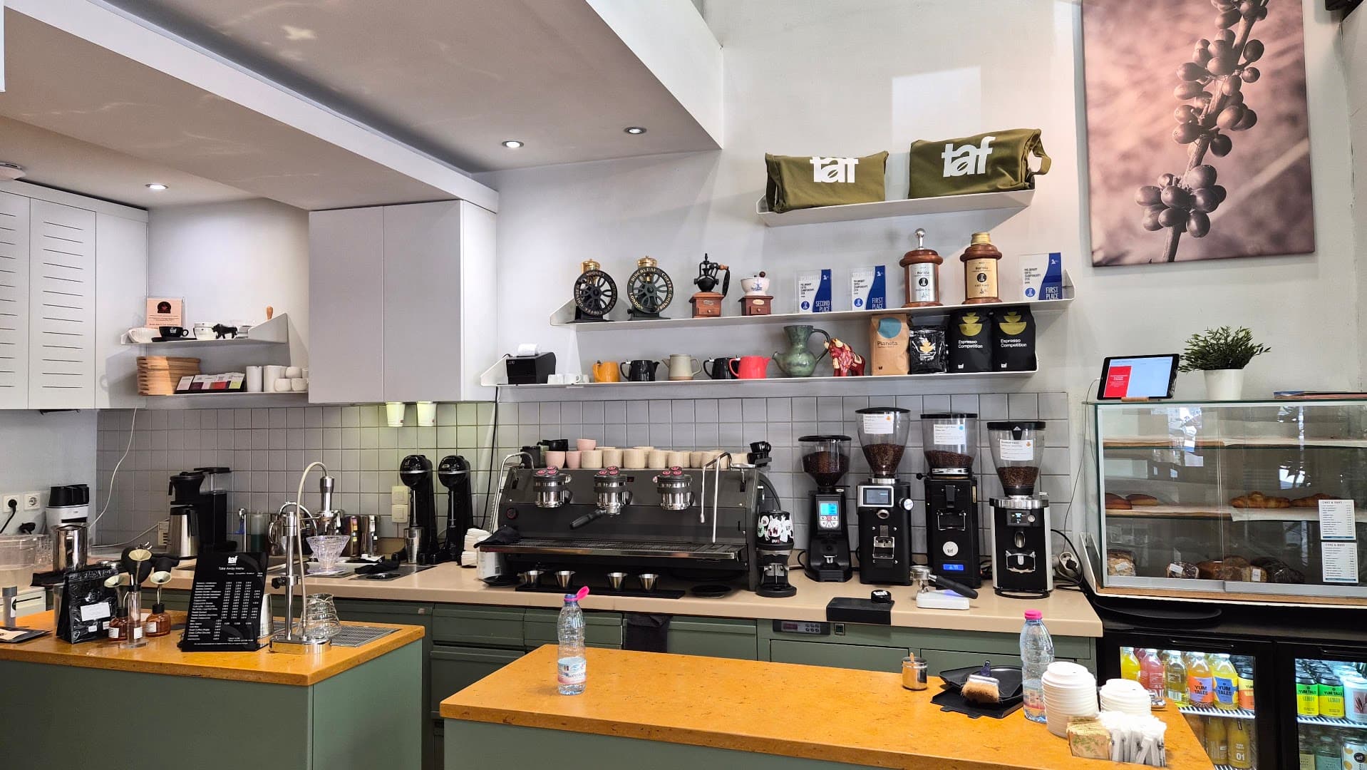 Interior of Taf Coffee, specialty coffee shop in Athens