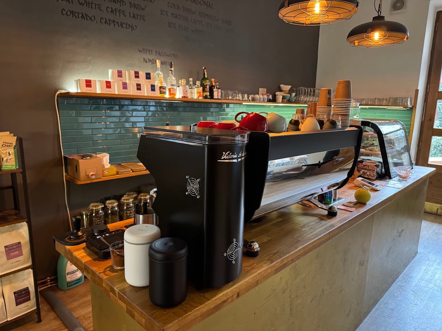 Interior of RONIN Coffee Spot, specialty coffee shop in Prague