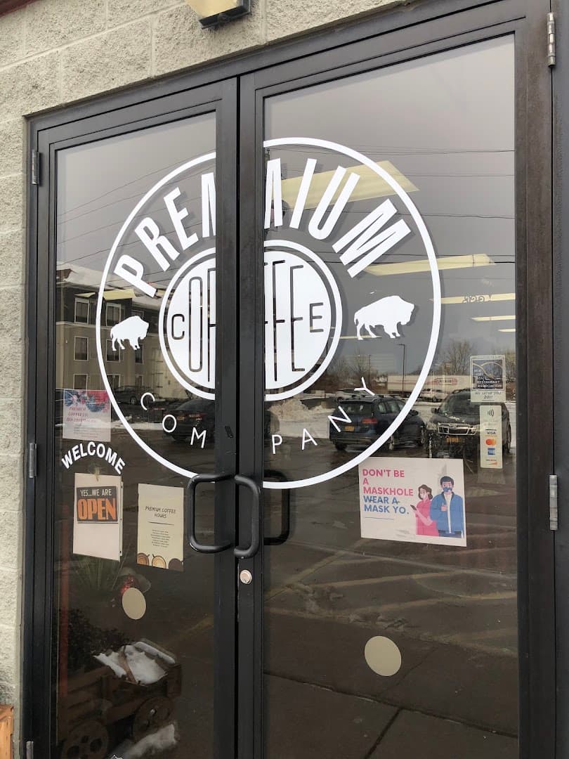 Storefront of Premium Coffee Company, specialty coffee shop in Buffalo