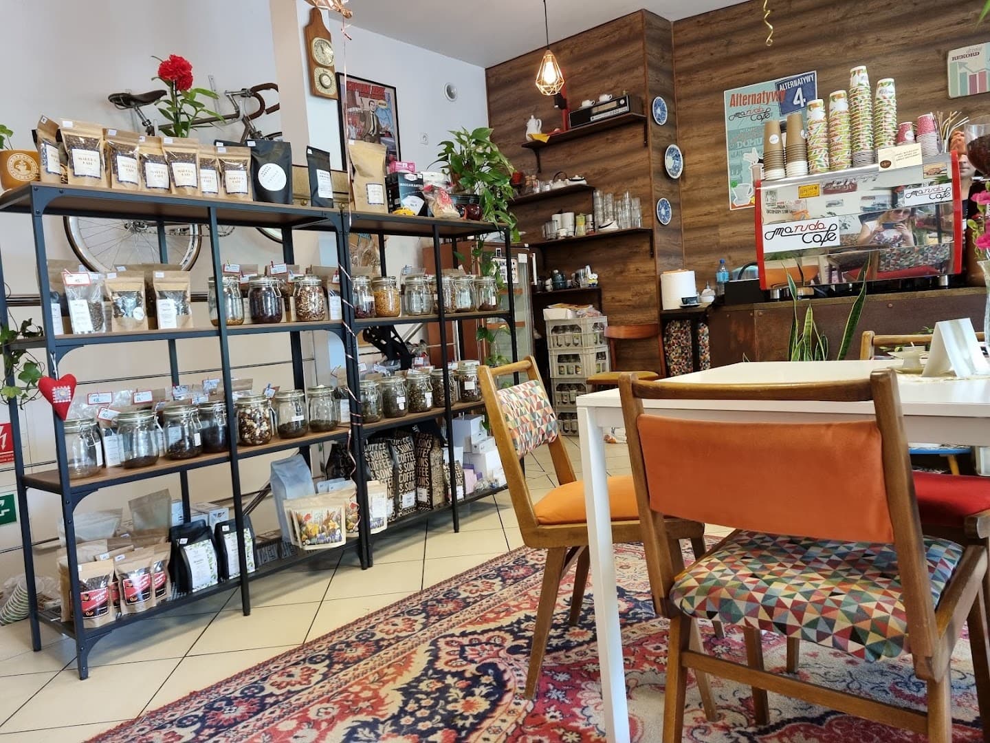Interior of Maruda Cafe, specialty coffee shop in Warsaw