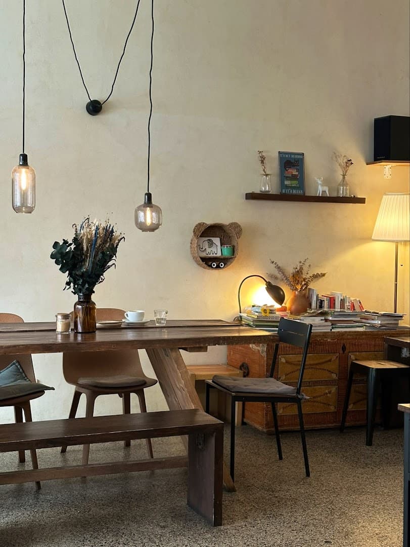 Interior of Café Tout va bien, specialty coffee shop in Prague