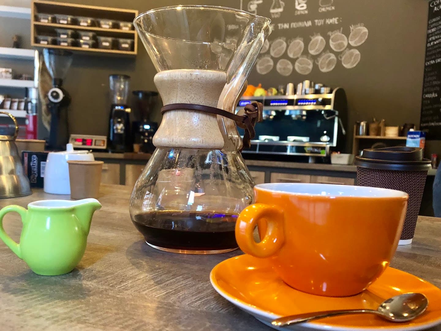 Coffee at Coffee Dive Acropolis, specialty coffee shop in Athens