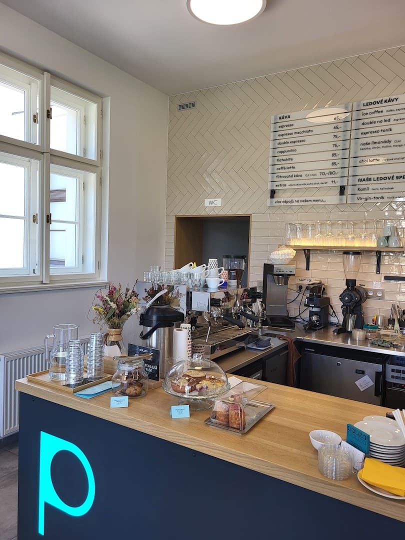 Interior of Pauza Palmovka, specialty coffee shop in Prague