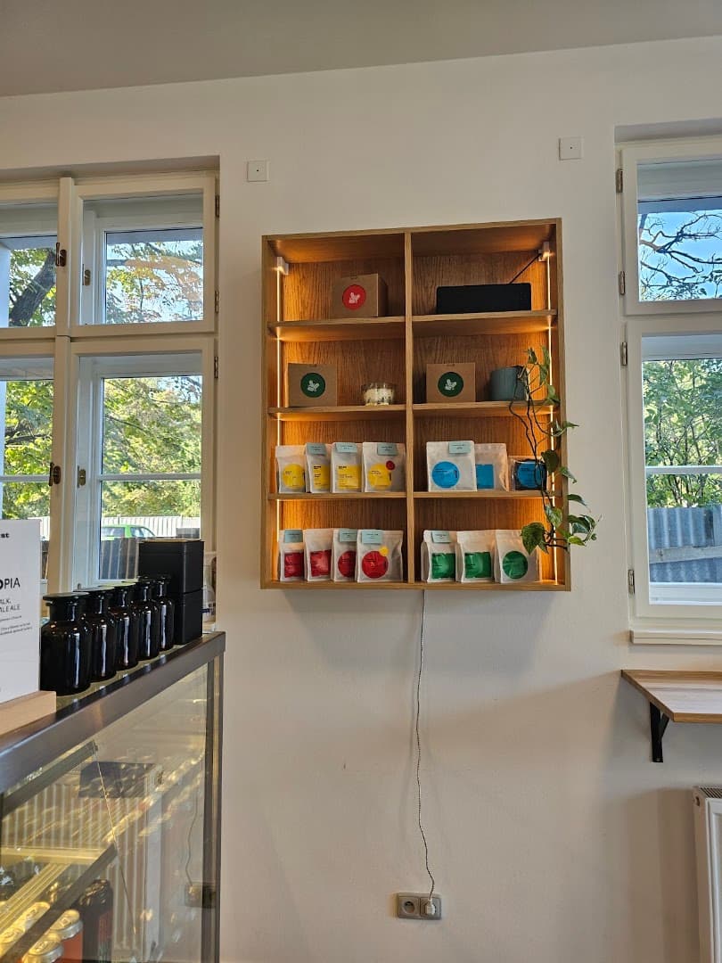Interior of Pauza Palmovka, specialty coffee shop in Prague
