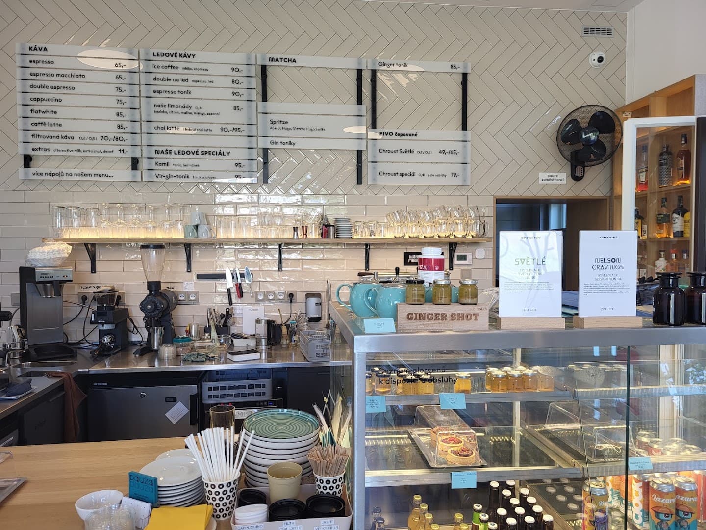 Interior of Pauza Palmovka, specialty coffee shop in Prague