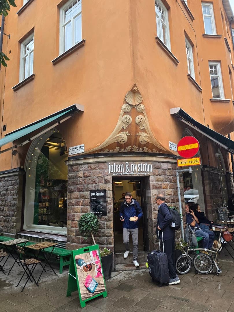 Storefront of Johan & Nyström - Swedenborgsgatan, specialty coffee shop in Stockholm