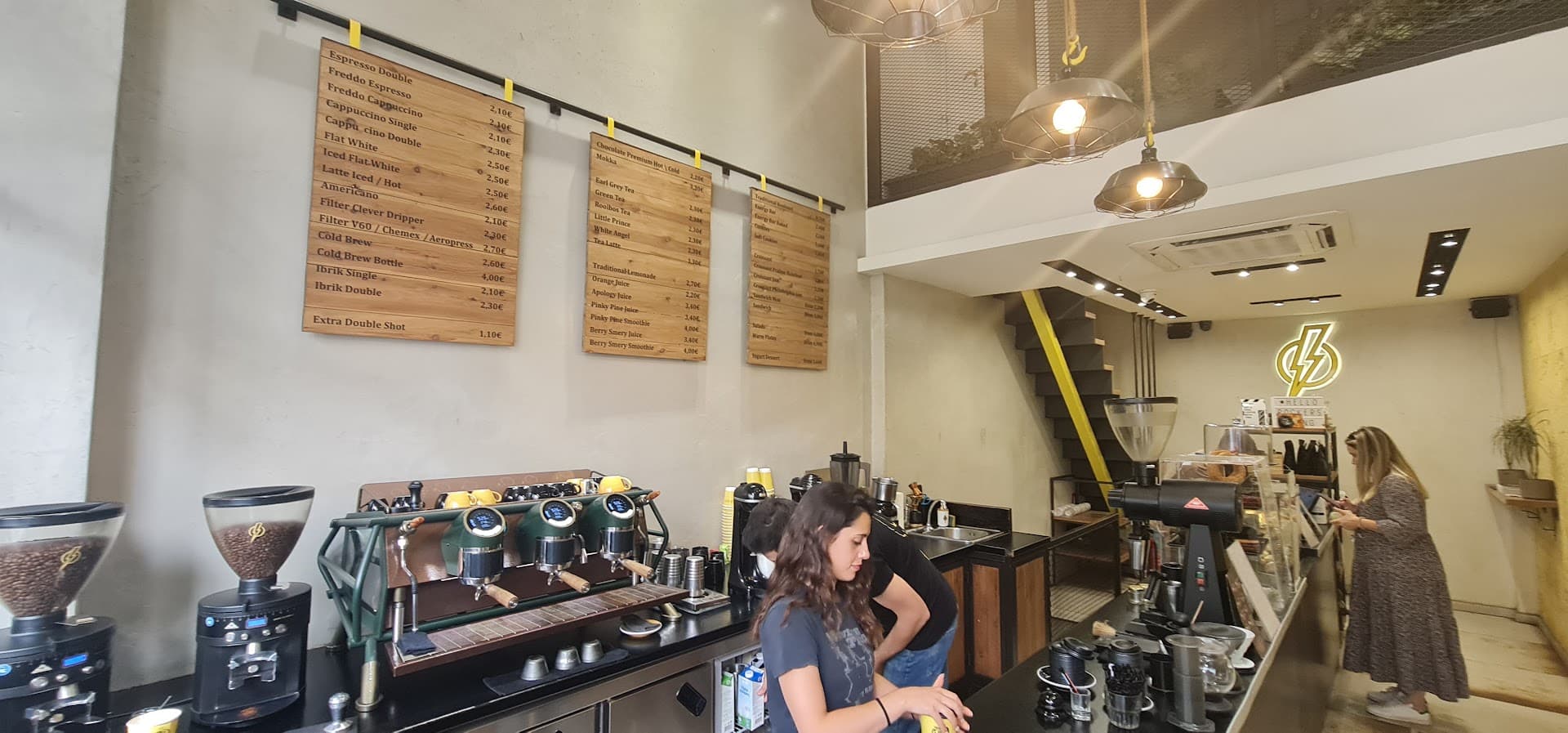 Interior of Rockers Coffee Gang, specialty coffee shop in Athens