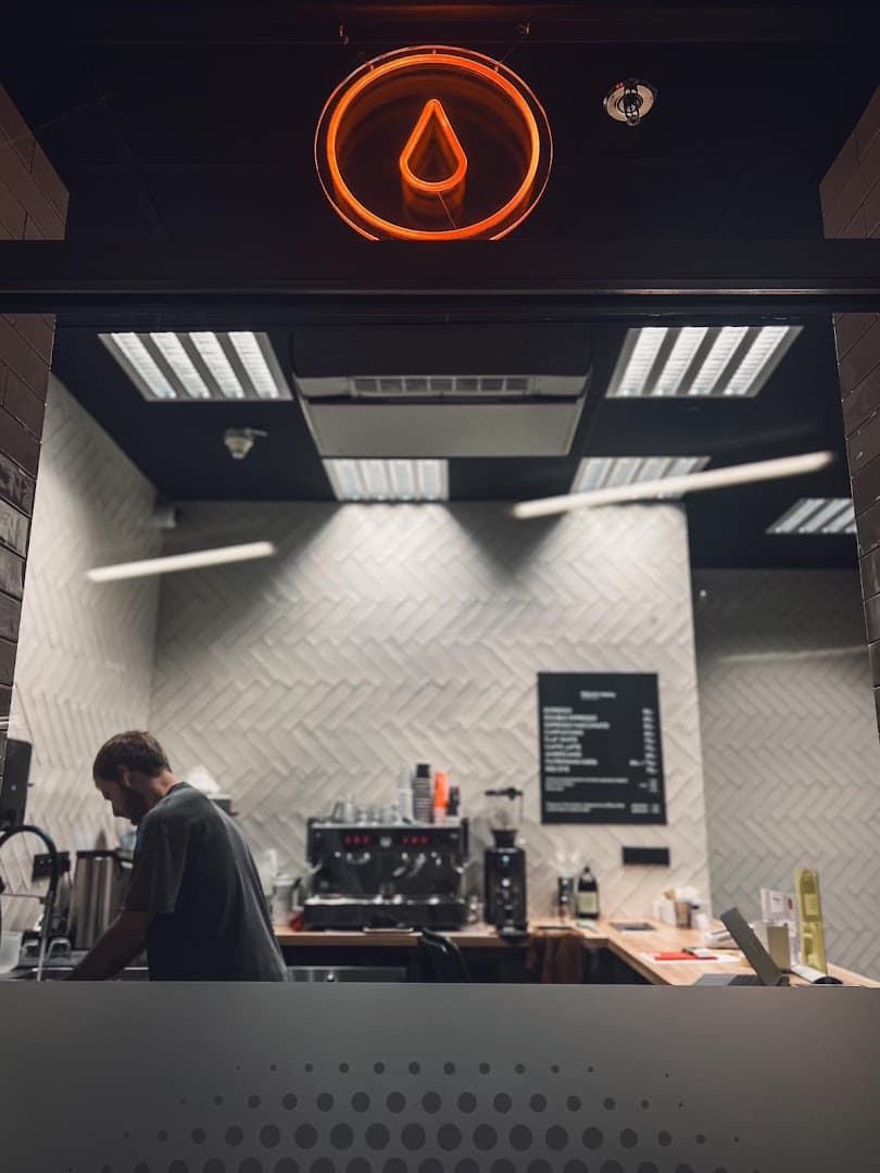 Interior of Kafe Kobylisy, specialty coffee shop in Prague