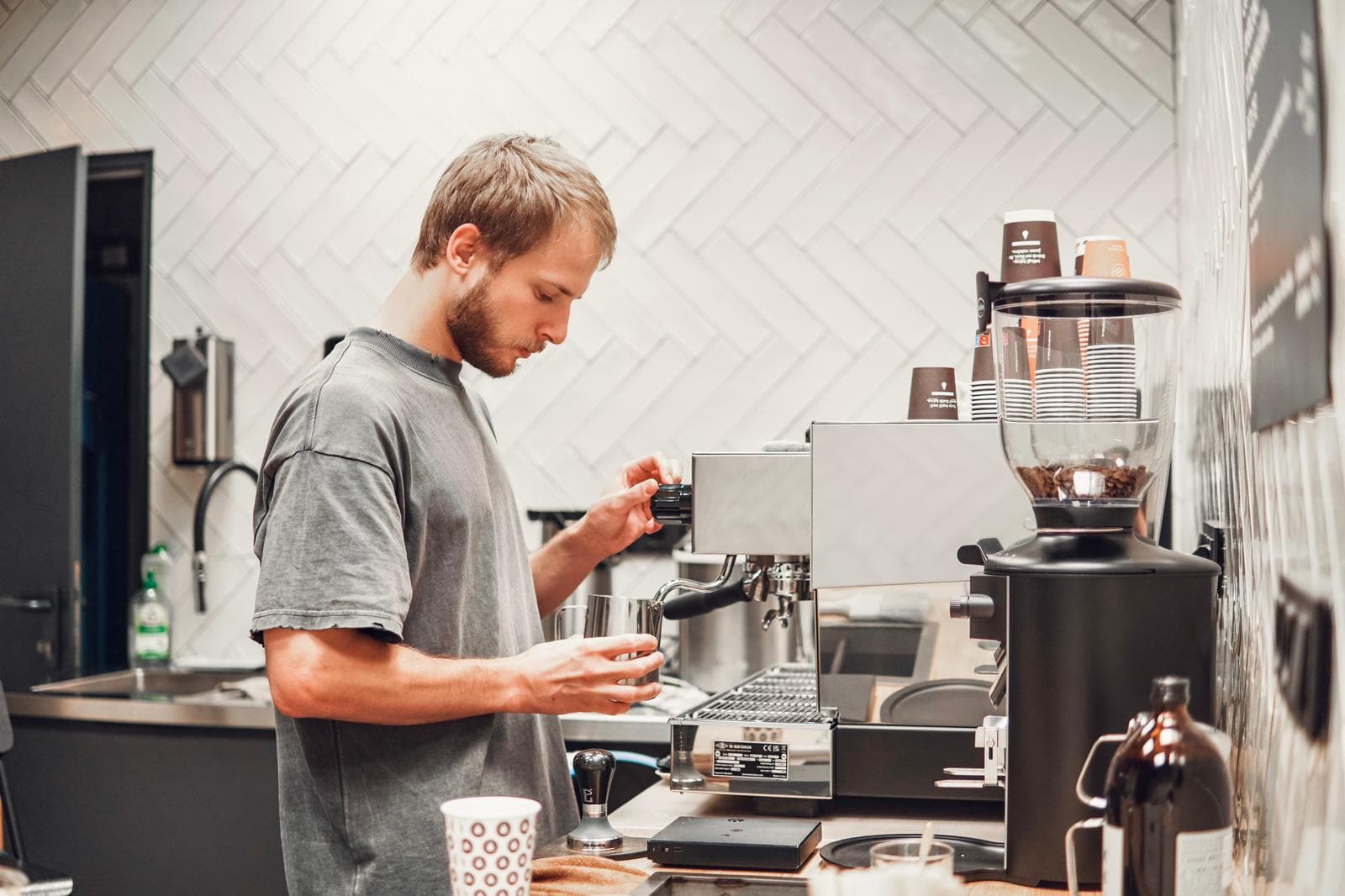 Interior of Kafe Kobylisy, specialty coffee shop in Prague