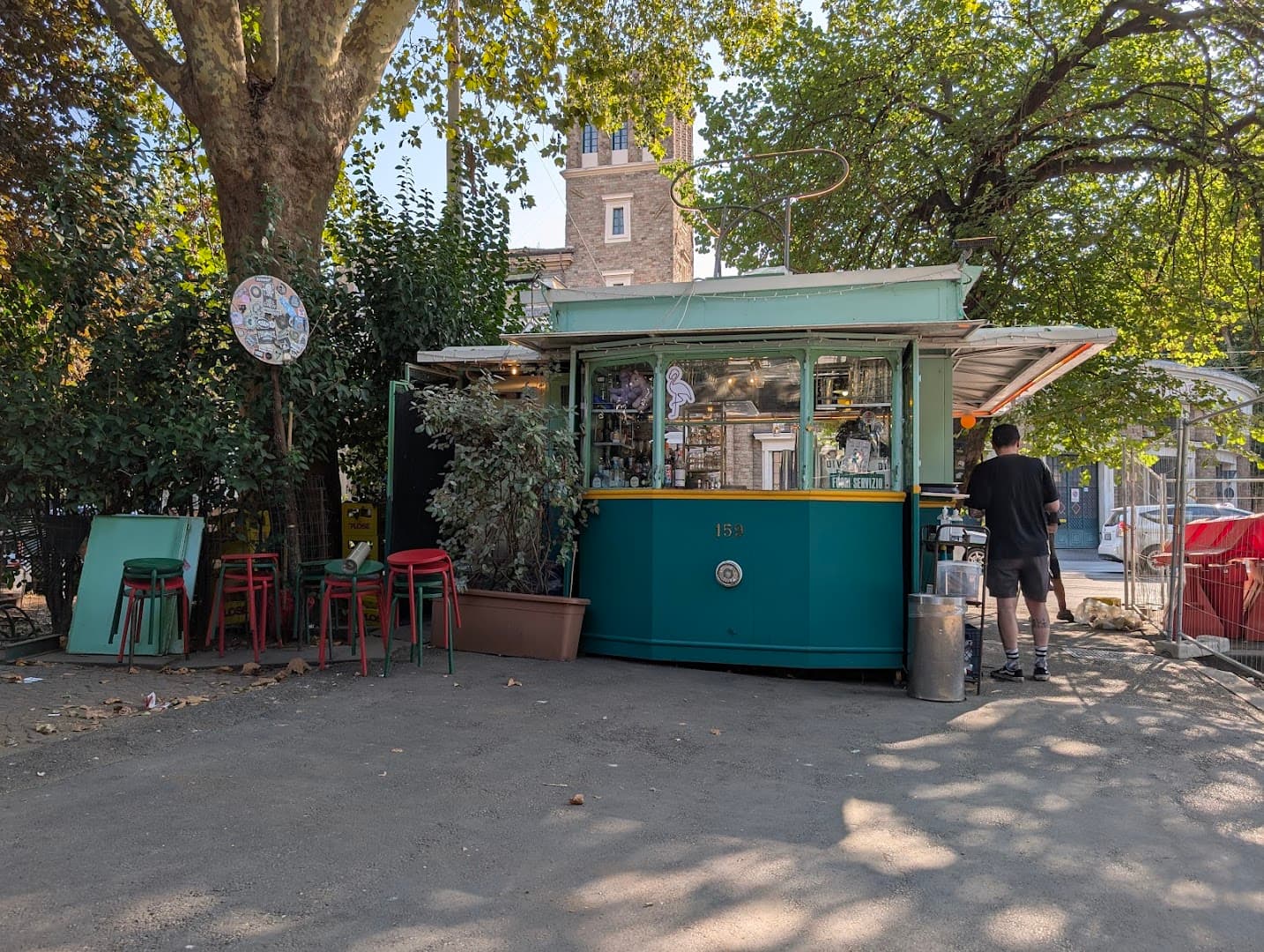 Storefront of Tram Depot, specialty coffee shop in Rome