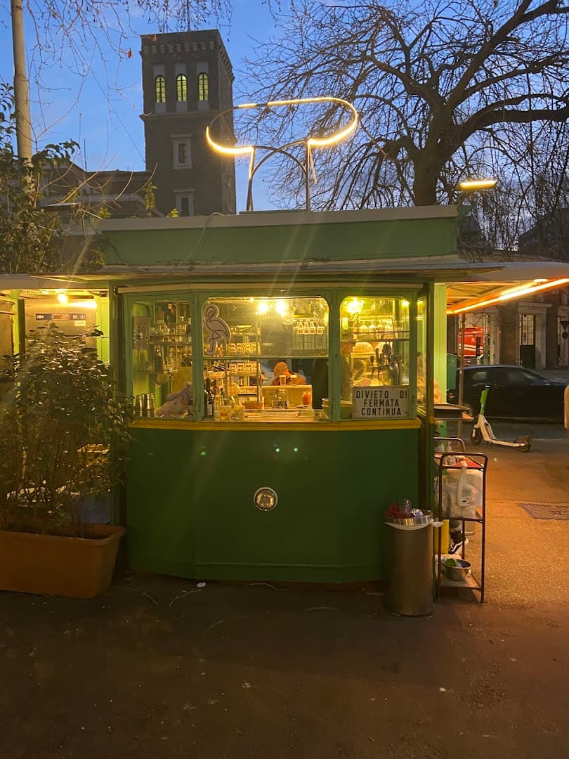 Storefront of Tram Depot, specialty coffee shop in Rome