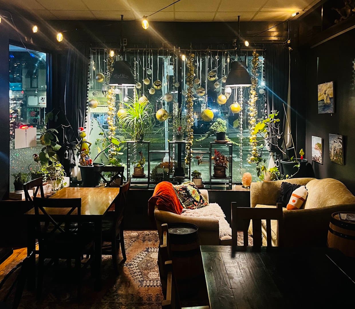 Interior of The Dalai Java, specialty coffee shop in Rochester