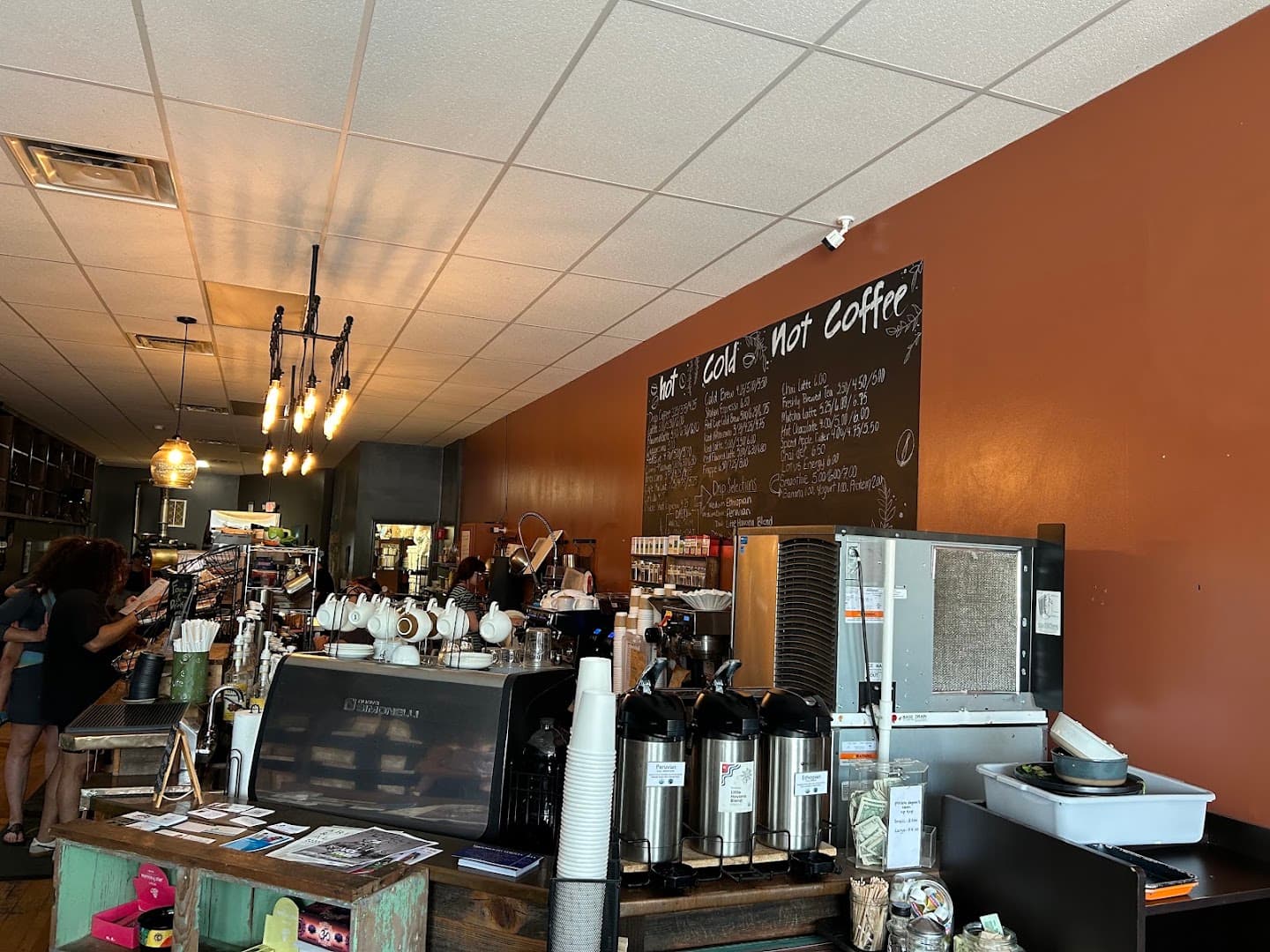 Interior of The Dalai Java, specialty coffee shop in Rochester