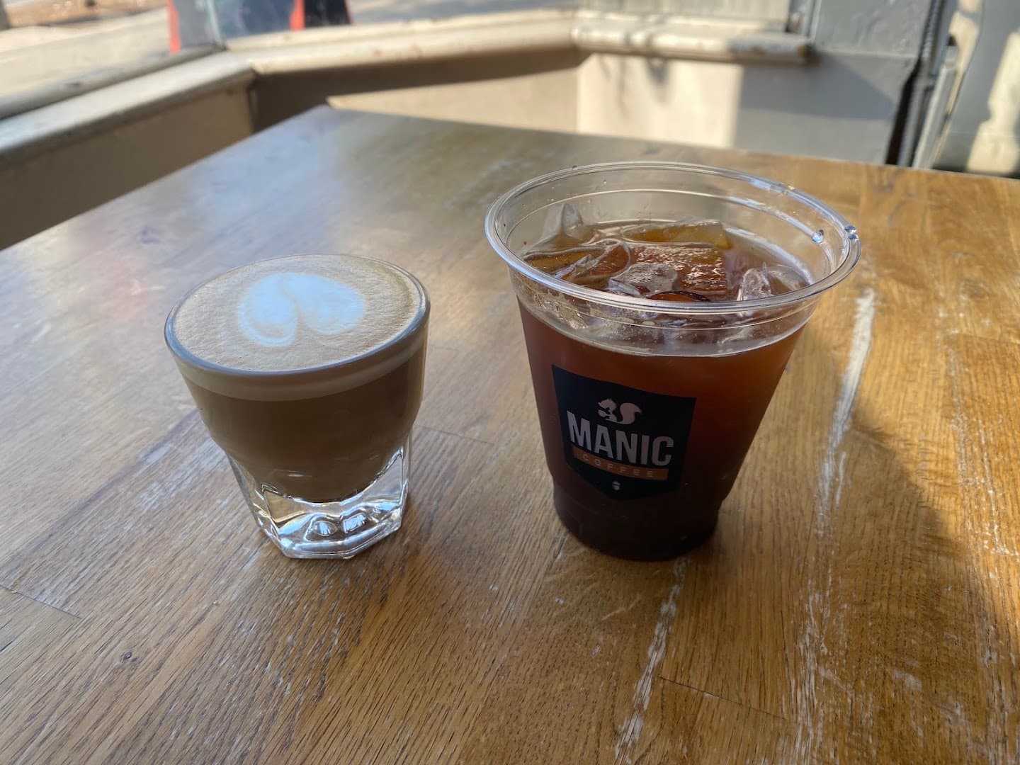 Coffee at Manic Coffee, specialty coffee shop in Toronto
