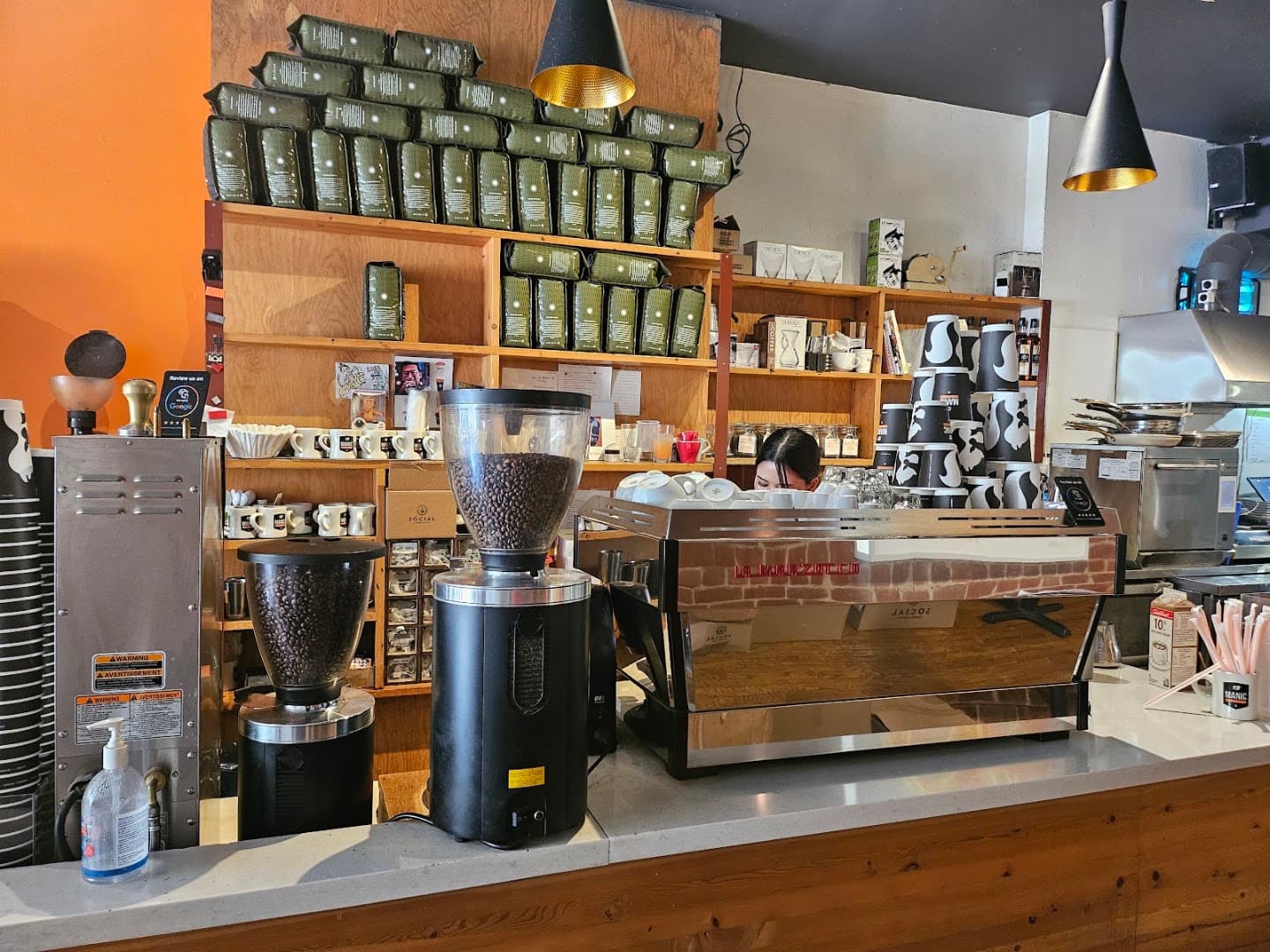 Interior of Manic Coffee, specialty coffee shop in Toronto