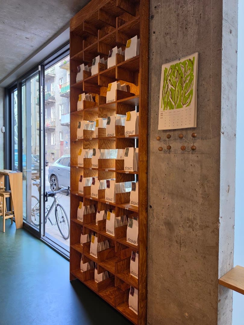 Interior of Mała Kawiarnia, specialty coffee shop in Warsaw