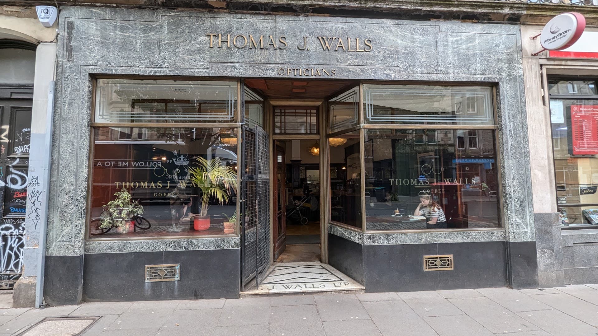 Storefront of Thomas J Walls Coffee, specialty coffee shop in Edinburgh