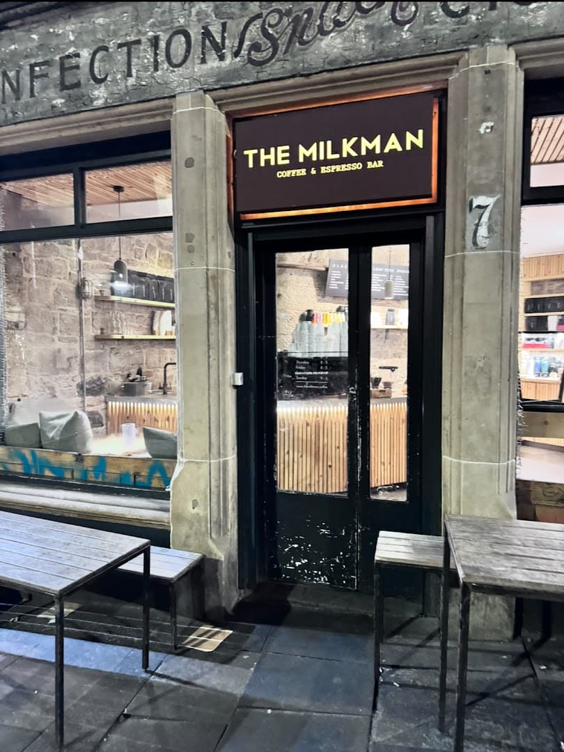 Storefront of The Milkman, specialty coffee shop in Edinburgh