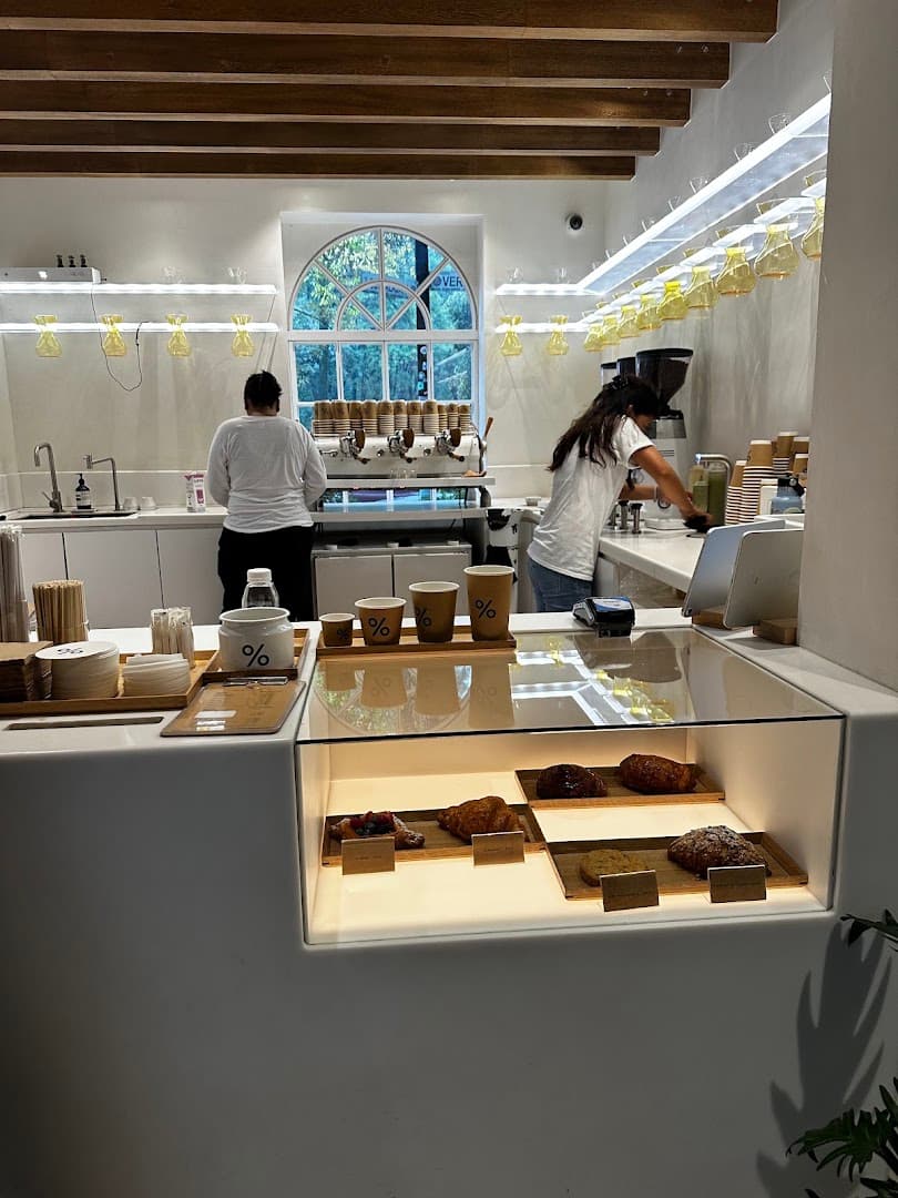 Interior of % ARABICA, specialty coffee shop in Mexico City