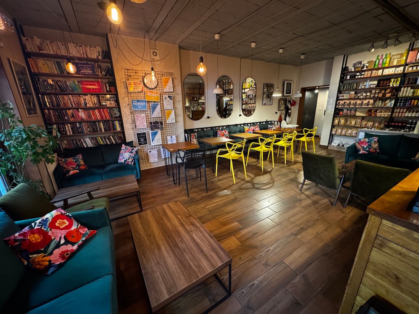 Interior of Frykasy Rarytasy, specialty coffee shop in Warsaw