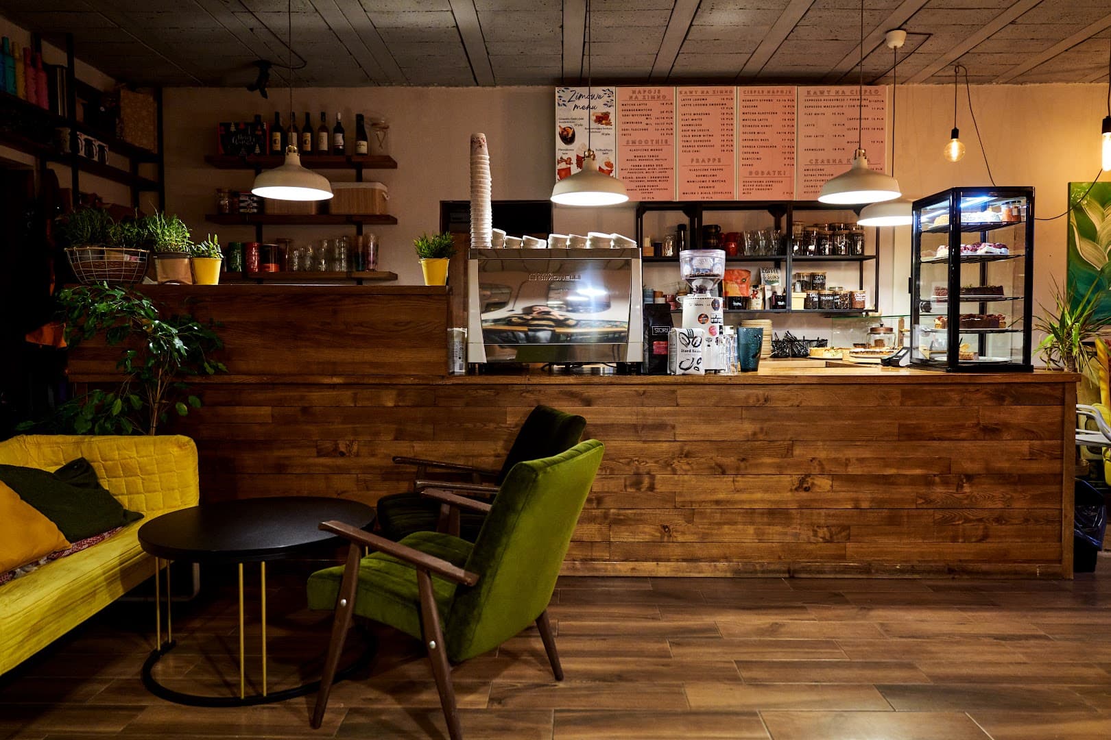 Interior of Frykasy Rarytasy, specialty coffee shop in Warsaw