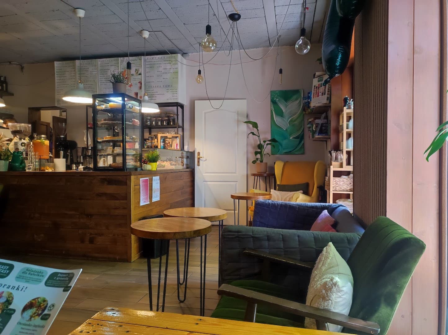 Interior of Frykasy Rarytasy, specialty coffee shop in Warsaw