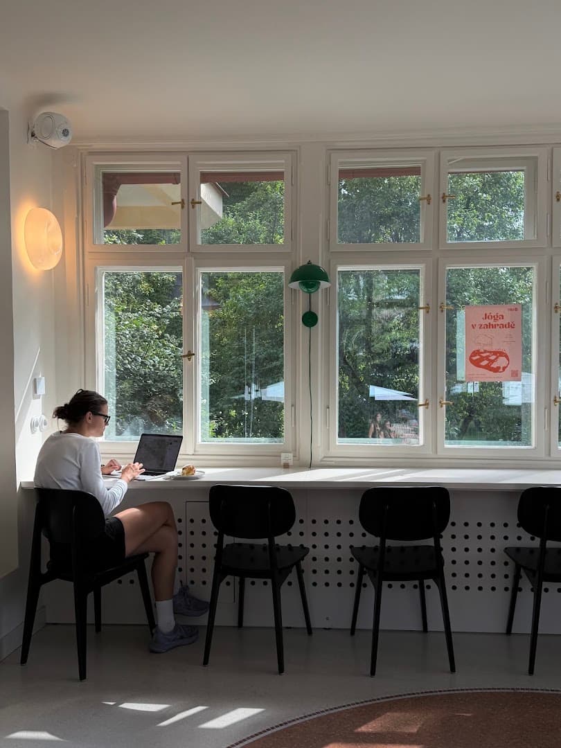 Interior of Vila 63, specialty coffee shop in Prague