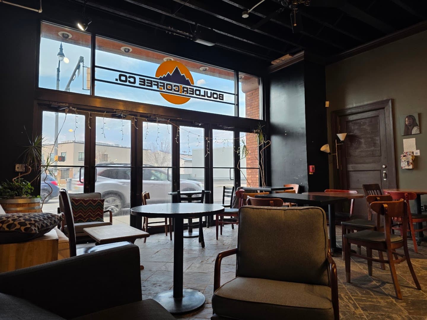 Interior of Boulder Coffee Co Cafe and Lounge, specialty coffee shop in Rochester