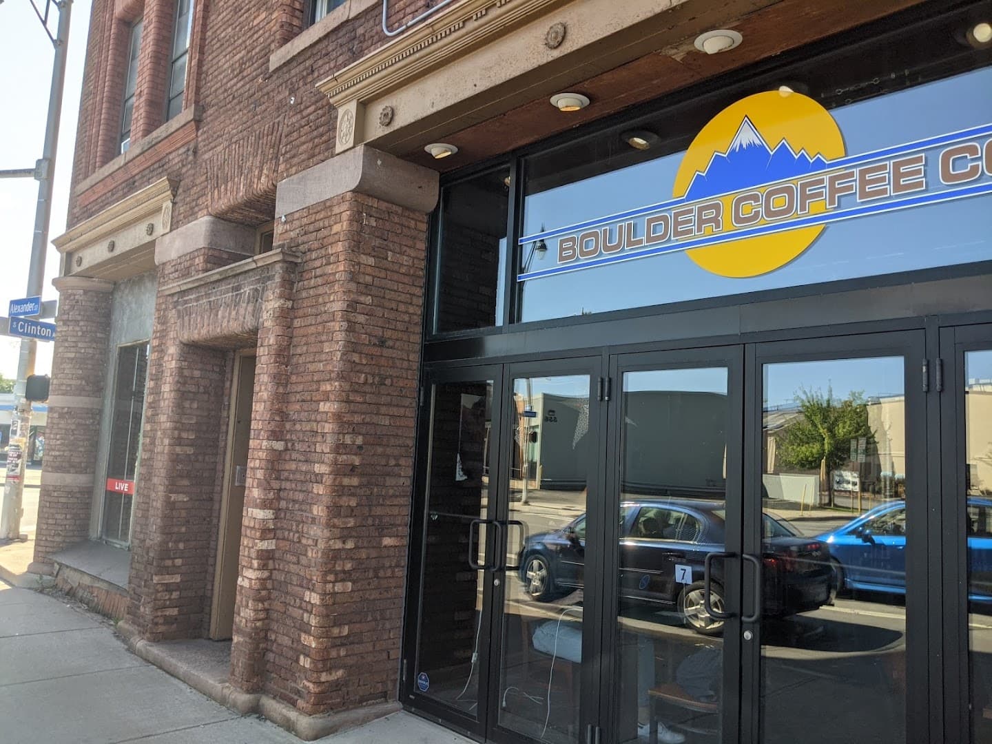 Storefront of Boulder Coffee Co Cafe and Lounge, specialty coffee shop in Rochester