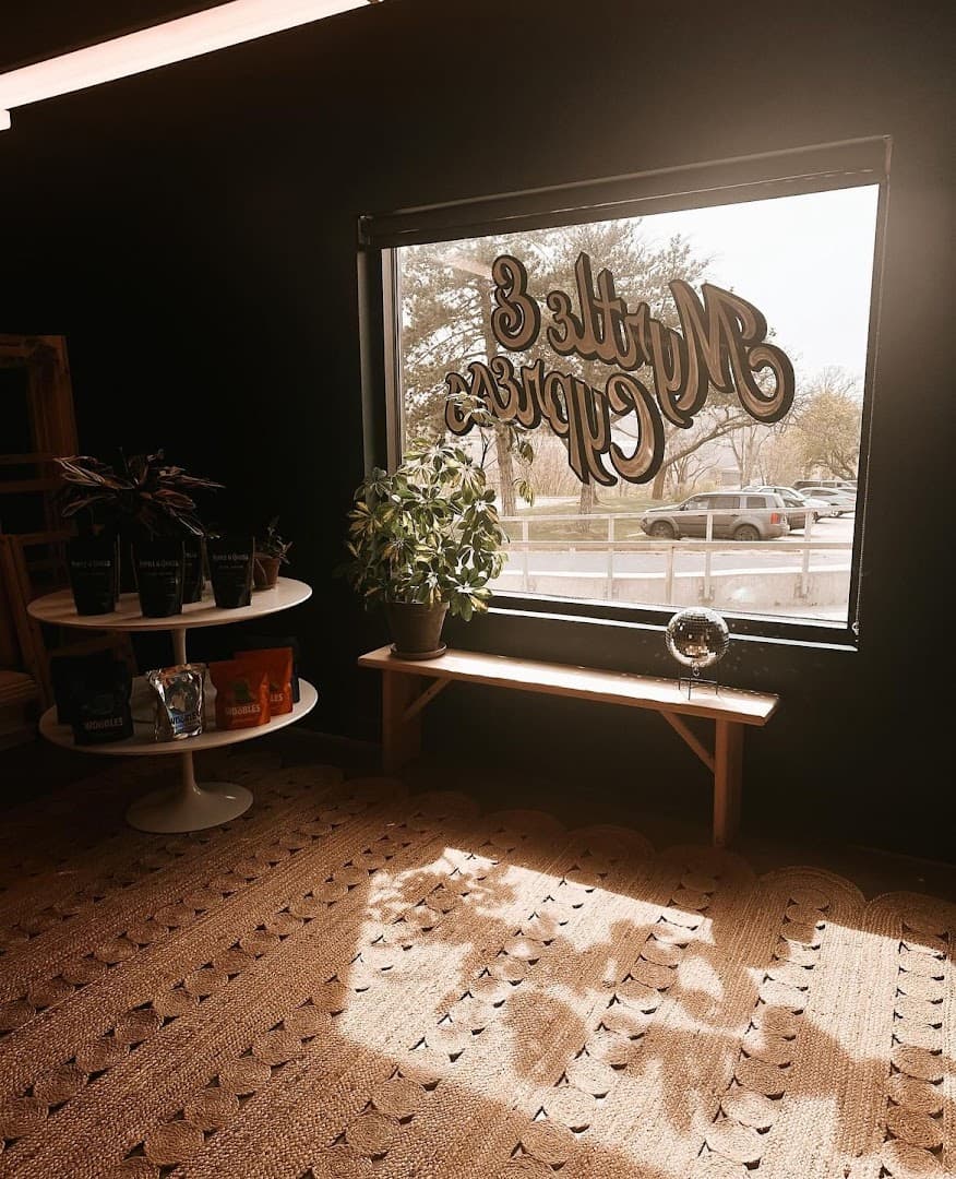 Interior of Myrtle&Cypress Coffeehouse, specialty coffee shop in Omaha