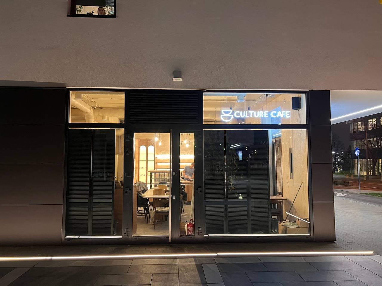 Storefront of Culture Cafe, specialty coffee shop in Warsaw