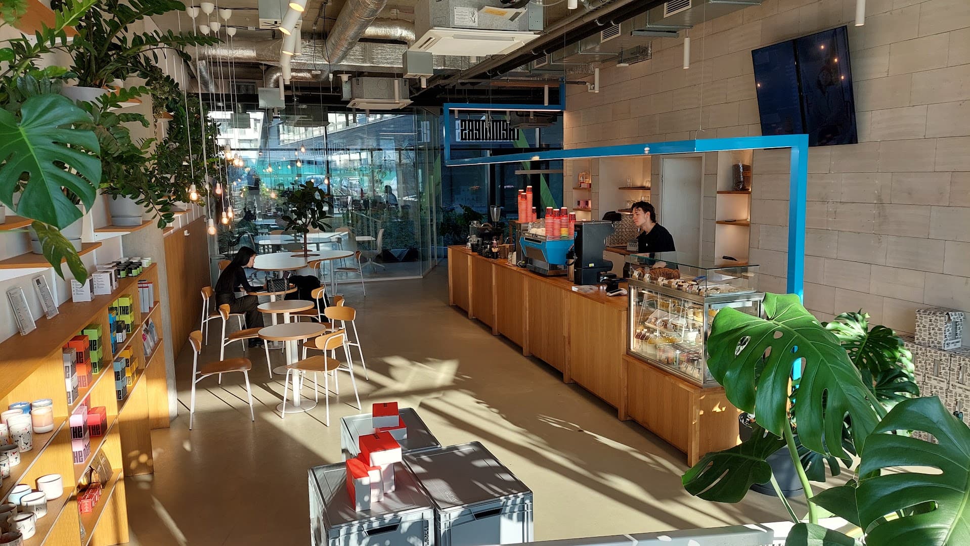 Interior of The Miners Coffee Roastery, specialty coffee shop in Prague