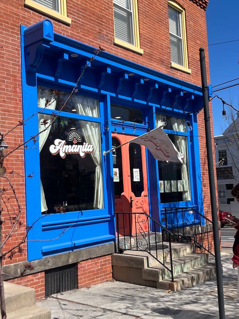 Storefront of Amanita Cafe, specialty coffee shop in Lancaster